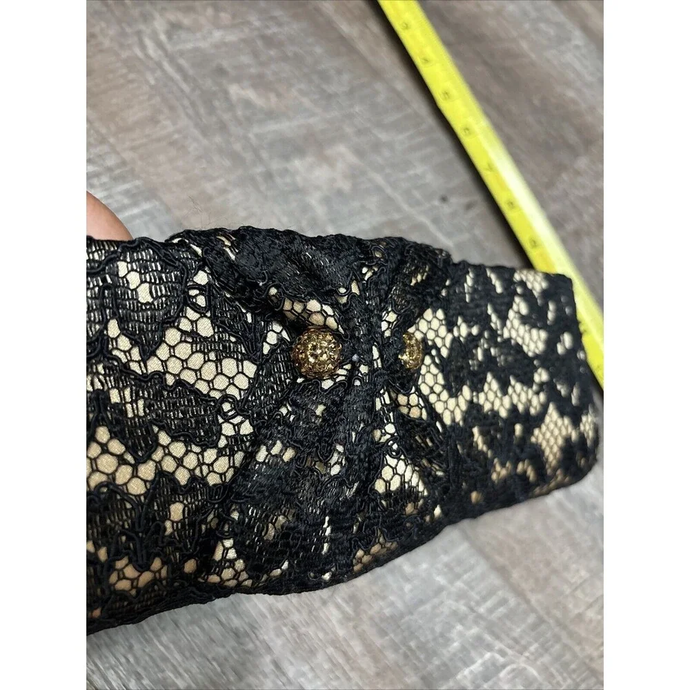 Aspects New York Lisette Black Lace Clutch Purse Zip Lined NEW Rhinestones